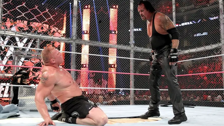 Lesnar and undertaker at wwe hell in a cell 2015